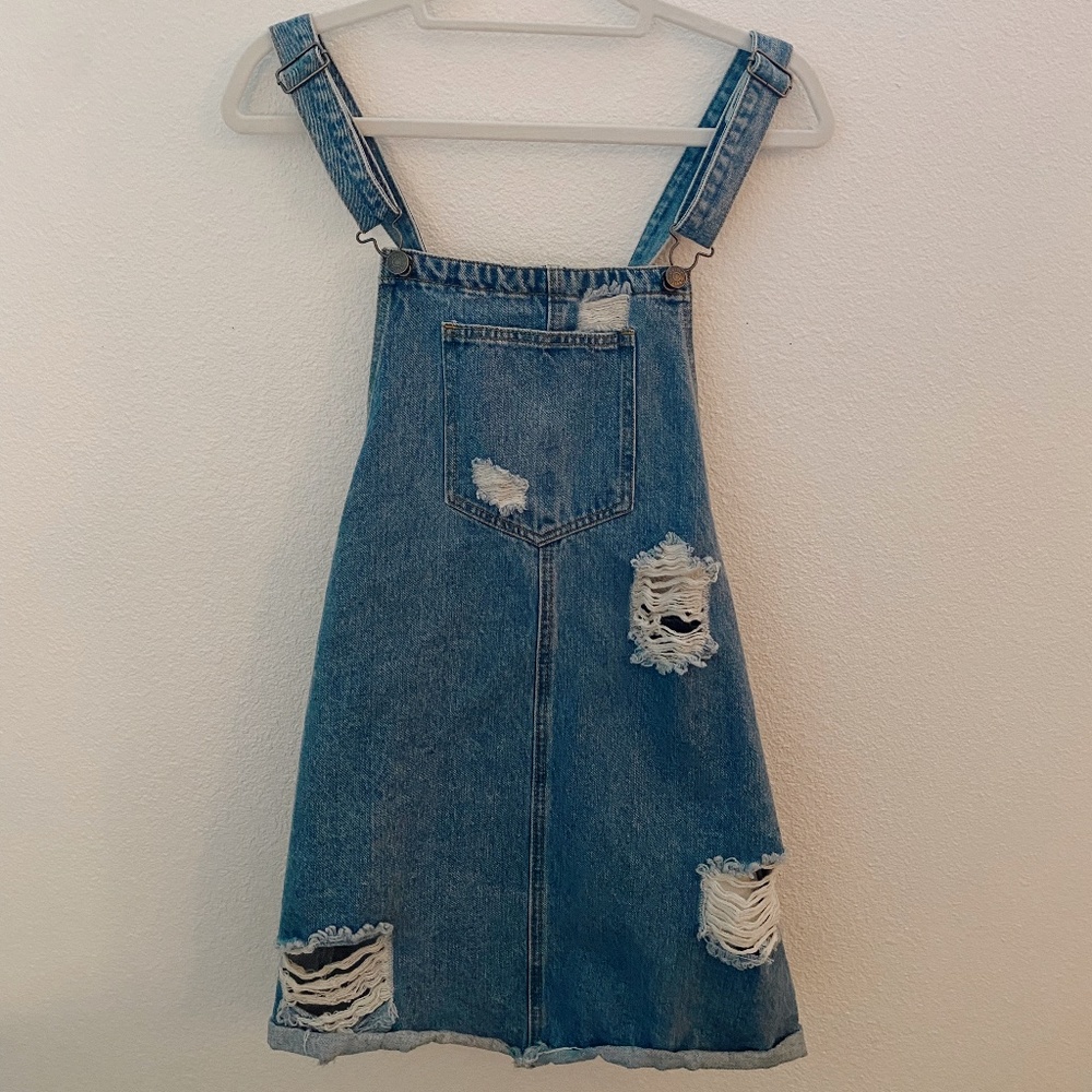 denim overall mini dress